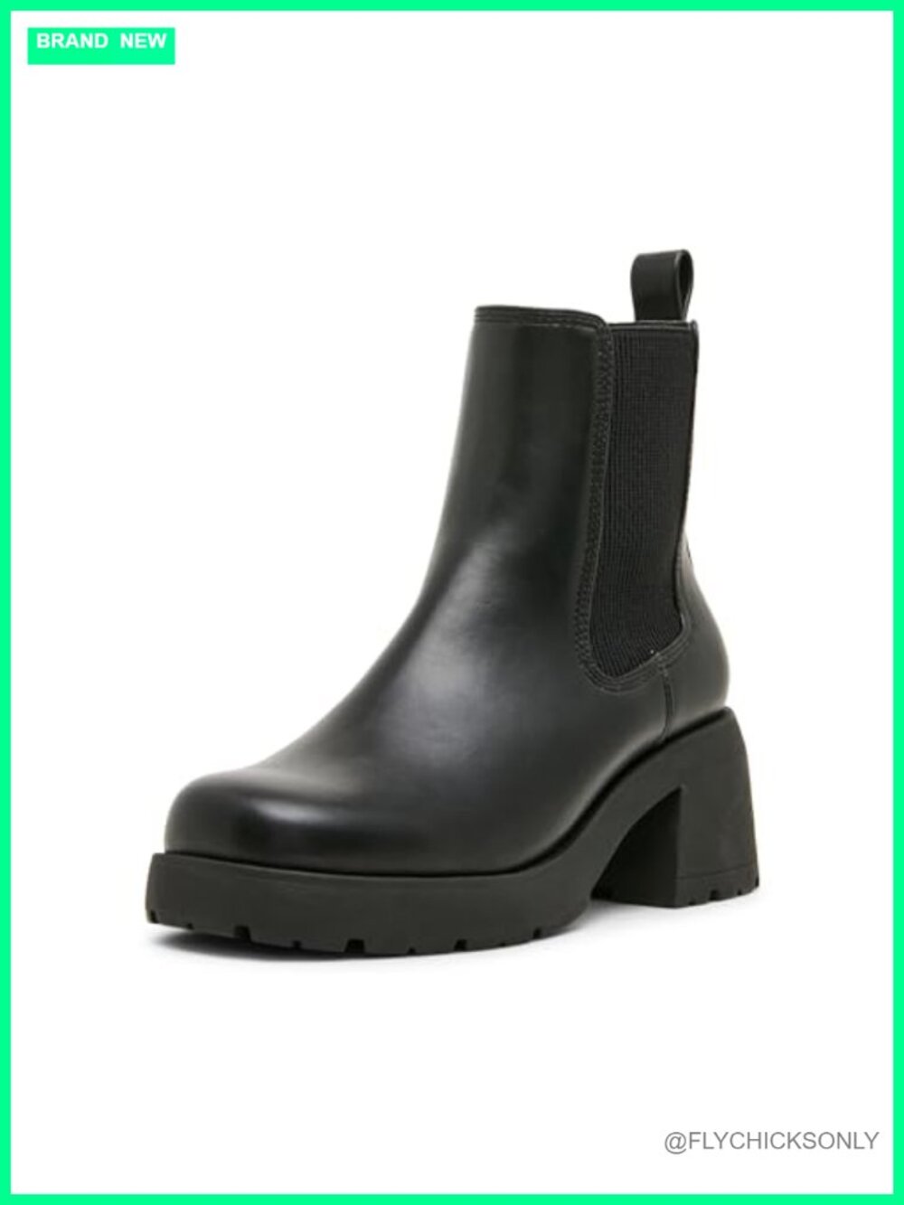 Steve Madden Bevie Faux Leather Ankle Bootie Platform Block Heel Round Toe